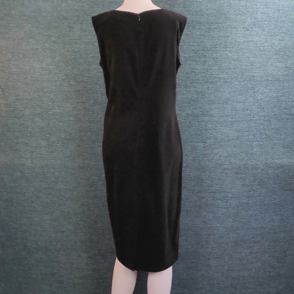 Vintage 90s Helene Blake Black Velvet Cocktail Sheath Dress - Picture 3 of 9